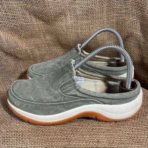 LL Bean Sun Faded Canvas Green Slip On comfort sho